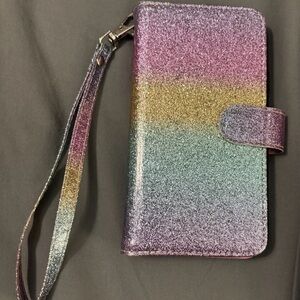 Glittery Multicolor Phone Wallet Case